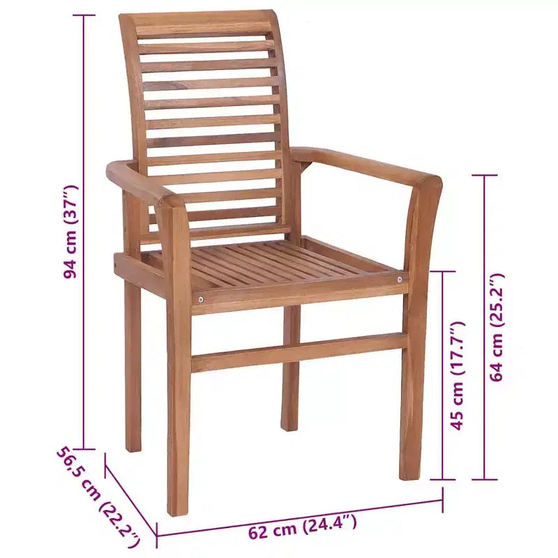 vidaXL Sedie da pranzo da giardino 2 pz con cuscini color tortora - Sedie impilabili a doghe in legno massello di teak per giardino/interni