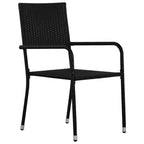 vidaXL Garden Dining Chair Set of 4 Black PE rattan, steel Standard - Black 4
