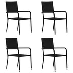 vidaXL Sedie da Giardino Impilabili 4 pz Nere in Rattan PE e Acciaio Standard - Nero 4