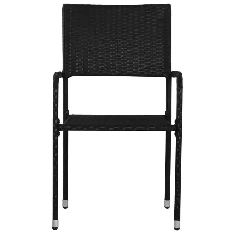vidaXL Sedie da Giardino Impilabili 4 pz Nere in Rattan PE e Acciaio Standard - Nero 4