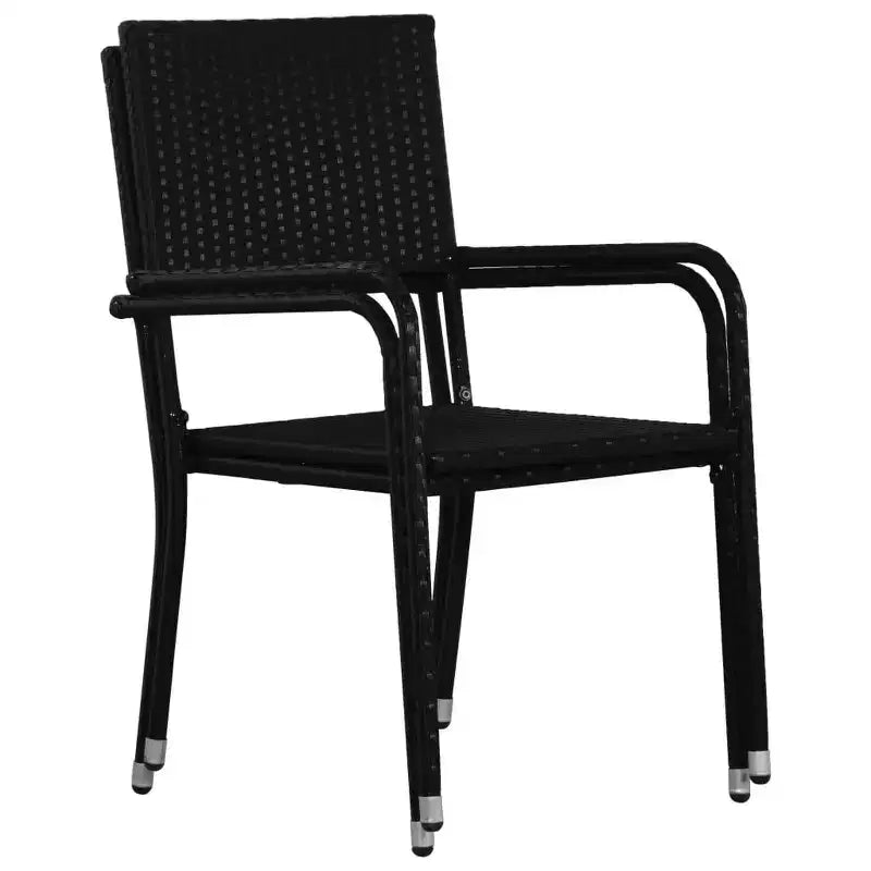 vidaXL Sedie da Giardino Impilabili 4 pz Nere in Rattan PE e Acciaio Standard - Nero 4