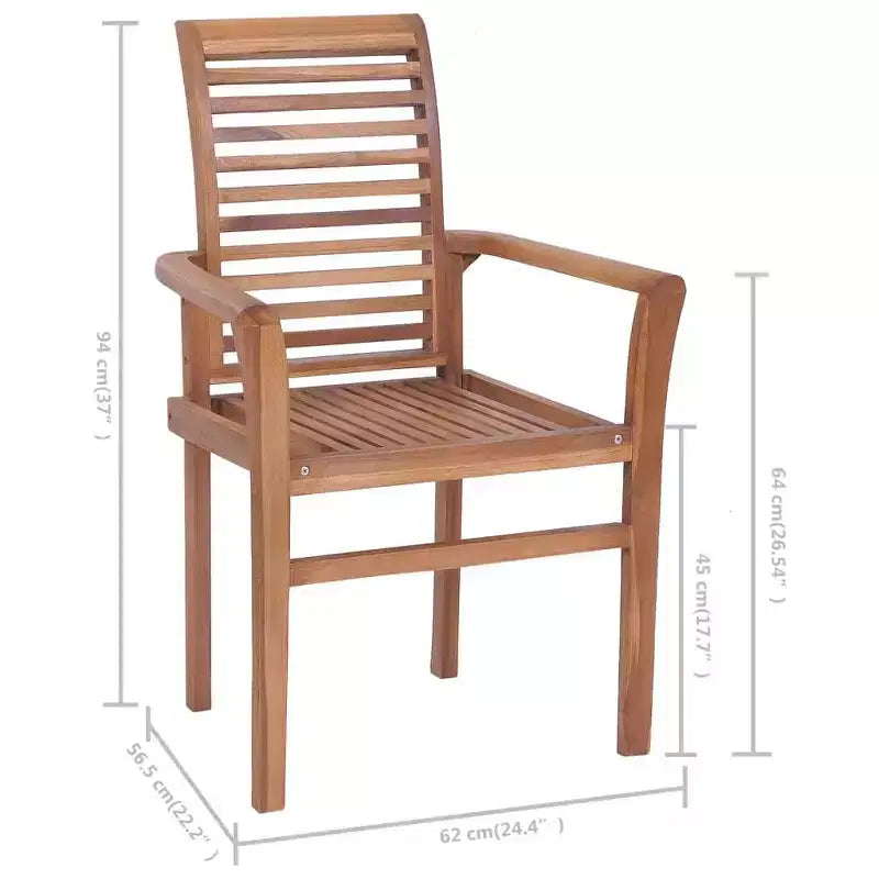 vidaXL Sedie da pranzo versatili con cuscini verdi, in legno di teak, adatte per uso interno/esterno, design ergonomico confortevole, impilabili salvaspazio