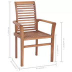 vidaXL Sedie da pranzo versatili con cuscini verdi, in legno di teak, adatte per uso interno/esterno, design ergonomico confortevole, impilabili salvaspazio