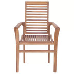 vidaXL Sedie da pranzo versatili con cuscini verdi, in legno di teak, adatte per uso interno/esterno, design ergonomico confortevole, impilabili salvaspazio
