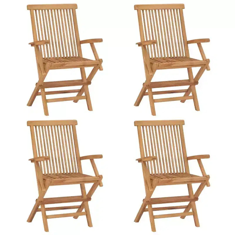 vidaXL 4 sedie da giardino pieghevoli in legno massello di teak con cuscini beige – Sedie da esterno per giardino, terrazzo o patio