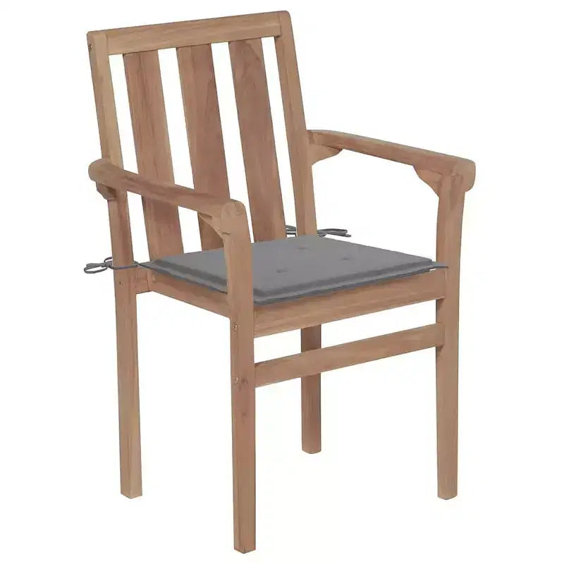 vidaXL Set di 8 Sedie da Giardino Impilabili in Legno di Teak con Cuscini Grigi - Sedie da Esterno Durevoli