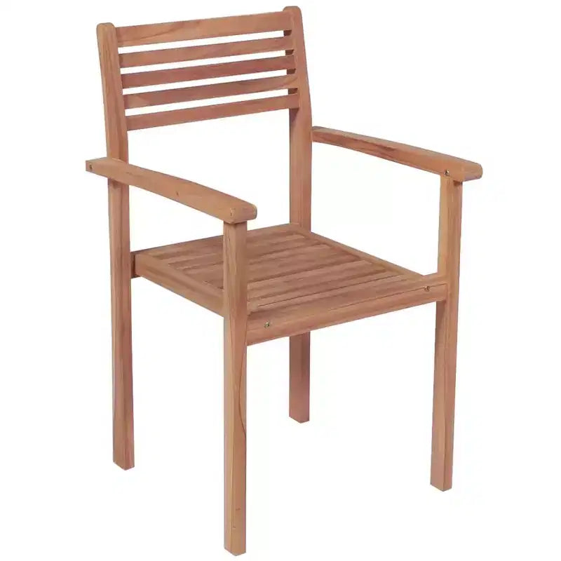 vidaXL Stylish Teak Patio Chairs Set with Gray Cushions, Durable Outdoor Furniture for Homes, Offices, Bars, Cafes, Stackable for Easy Storage