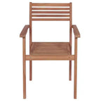 vidaXL Stylish Teak Patio Chairs Set with Gray Cushions, Durable Outdoor Furniture for Homes, Offices, Bars, Cafes, Stackable for Easy Storage