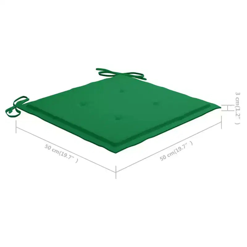 vidaXL Set di 4 Sedie da Giardino in Legno Massello di Teak con Cuscini Verdi - Versatili Arredi per Esterni - Finemente Levigate e Resistenti alle Intemperie