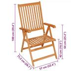 vidaXL Set di Sedie da Giardino in Teak con Cuscini Rossi, Resistente alle Intemperie, Pieghevole, Regolabile, Comodo Arredamento per Esterni per Giardino, Patio e Area Salotto