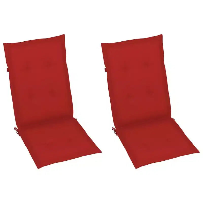 vidaXL Set di Sedie da Giardino in Teak con Cuscini Rossi, Resistente alle Intemperie, Pieghevole, Regolabile, Comodo Arredamento per Esterni per Giardino, Patio e Area Salotto