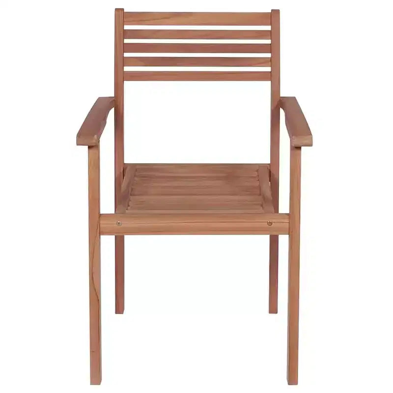 vidaXL - Set of 6 Stackable Patio Chairs with Cushions - Solid Teak Wood, Durable and Weather-Resistant, Ideal for Home, Office, Bar or Cafe