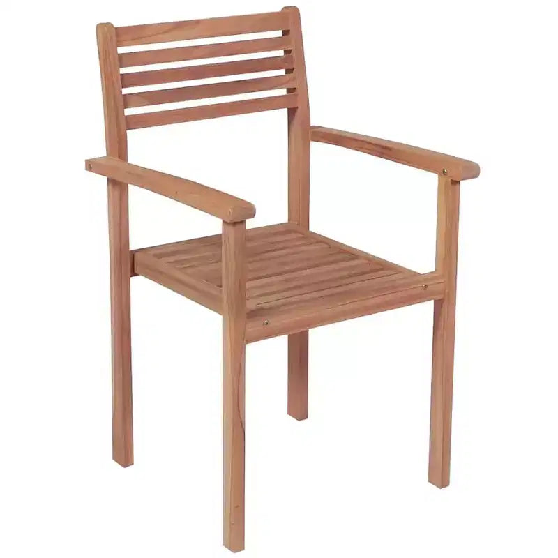 vidaXL Set of 2 Patio Chairs with Beige Cushions - Stackable Outdoor Furniture Made from Solid Teak Wood - Ideal for Homes, Offices, Bars, and Cafes