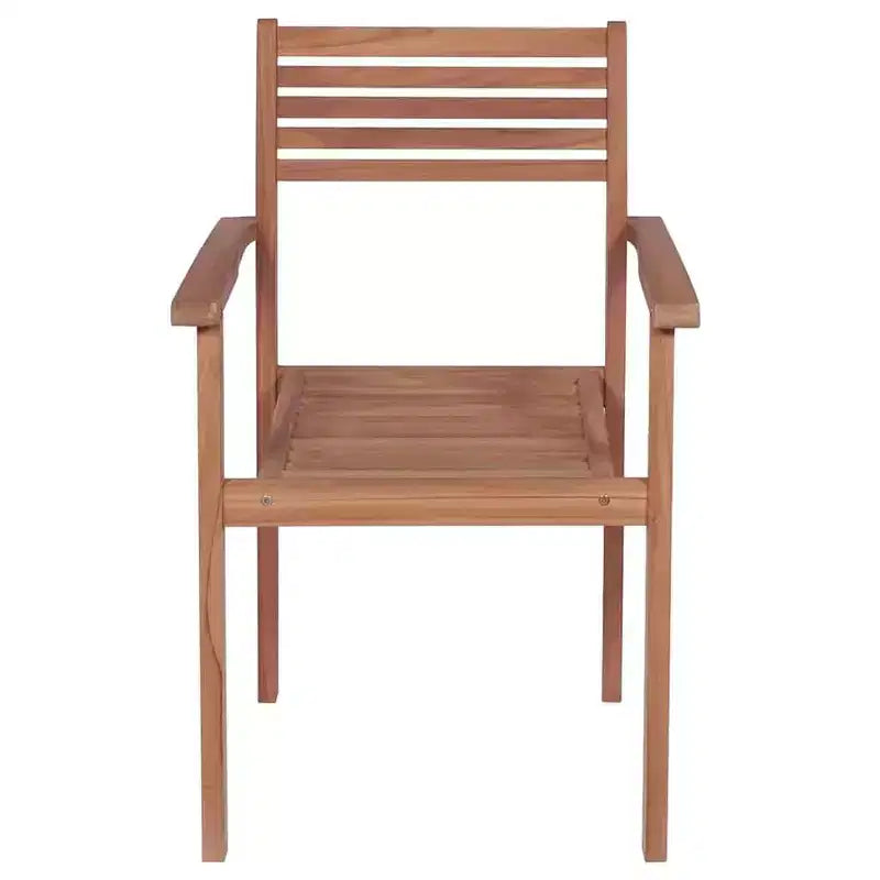 vidaXL Set of 2 Patio Chairs with Beige Cushions - Stackable Outdoor Furniture Made from Solid Teak Wood - Ideal for Homes, Offices, Bars, and Cafes