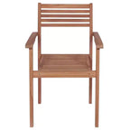 vidaXL Set of 2 Patio Chairs with Beige Cushions - Stackable Outdoor Furniture Made from Solid Teak Wood - Ideal for Homes, Offices, Bars, and Cafes