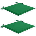 vidaXL Solid Teak Wood Patio Chairs with Comfy Green Cushions (Set of 2) - Weather-Resistant Outdoor Furniture for Home, Office or Cafe