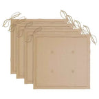 vidaXL Sedie da Giardino in Legno Teak - Set da 4, Arredo Esterno Impilabile con Cuscini Beige, Design Senza Tempo, Adatte per Casa, Ufficio, Bar e Caffè