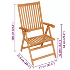 vidaXL Highly Resilient Patio Chairs with Anthracite Cushions - Solid Teak Wood - Adjustable backrest - Suitable for Outdoor Use  Set of 2