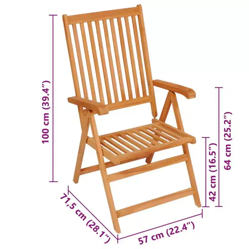 vidaXL Highly Resilient Patio Chairs with Anthracite Cushions - Solid Teak Wood - Adjustable backrest - Suitable for Outdoor Use  Set of 2