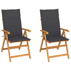 vidaXL Highly Resilient Patio Chairs with Anthracite Cushions - Solid Teak Wood - Adjustable backrest - Suitable for Outdoor Use  Set of 2