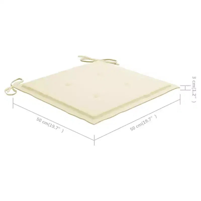 vidaXL Set 4 Sedie da Giardino con Cuscini Crema, Mobili da Esterno, Robusta Struttura in Teak, Design Impilabile, Resistente alle Intemperie