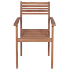 vidaXL Solid Teak Wood Stackable Patio Chairs with Cream Cushions - Set of 6 - Garden/Outdoor/Lounge Seating - Weather-Resistant Finish
