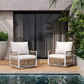 Christopher Knight Home Milles 360 Swivel Bohemian Patio Lounge Chair with Handwoven Rope and Cushions (Set of 2)