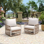 Christopher Knight Home Milles 360 Swivel Bohemian Patio Lounge Chair with Handwoven Rope and Cushions (Set of 2)