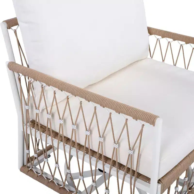 Christopher Knight Home Milles 360 Swivel Bohemian Patio Lounge Chair with Handwoven Rope and Cushions (Set of 2)