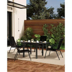 Set di 4 sedie da pranzo impilabili, set di sedie da pranzo per patio con schienale alto, sedie da esterno con tessuto in textilene e struttura in metallo per prato, cortile, terrazza e giardino
