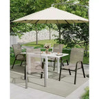 Set di 4 sedie da pranzo impilabili, set di sedie da pranzo per patio con schienale alto, sedie da esterno con tessuto in textilene e struttura in metallo per prato, cortile, terrazza e giardino