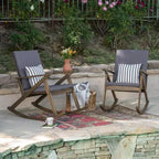 GDFStudio Sally Sedie a dondolo in legno di acacia con cuscini resistenti all'acqua (set da 2)