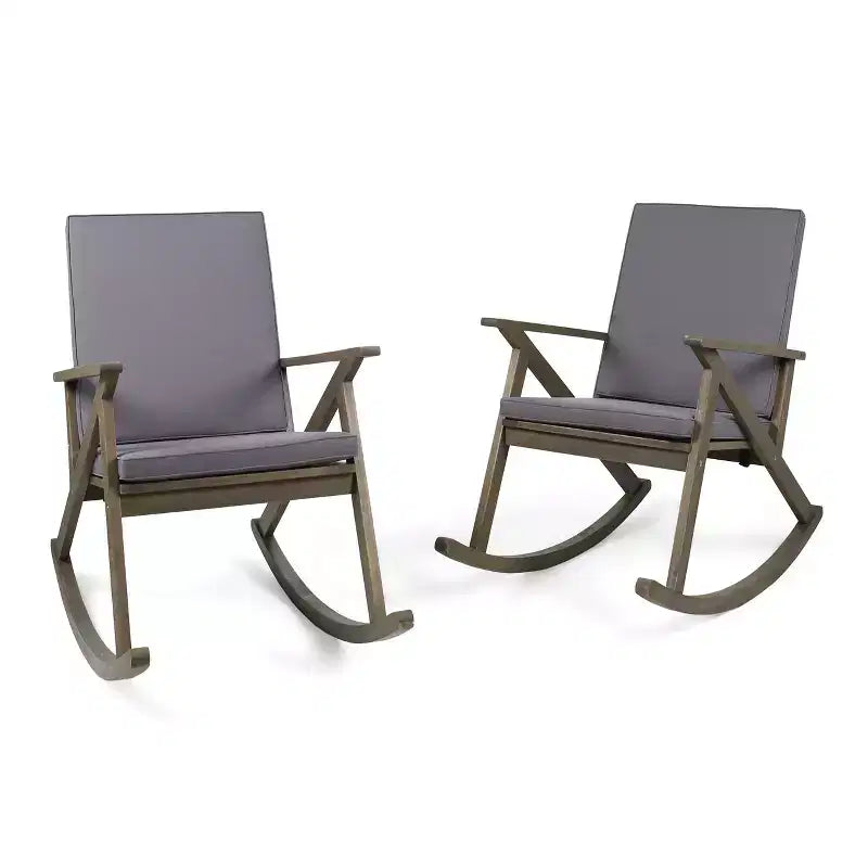 GDFStudio Sally Sedie a dondolo in legno di acacia con cuscini resistenti all'acqua (set da 2)