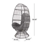GDFStudio Reeve Sedia a Uovo Girevole da Esterno in Vimini con Cuscino