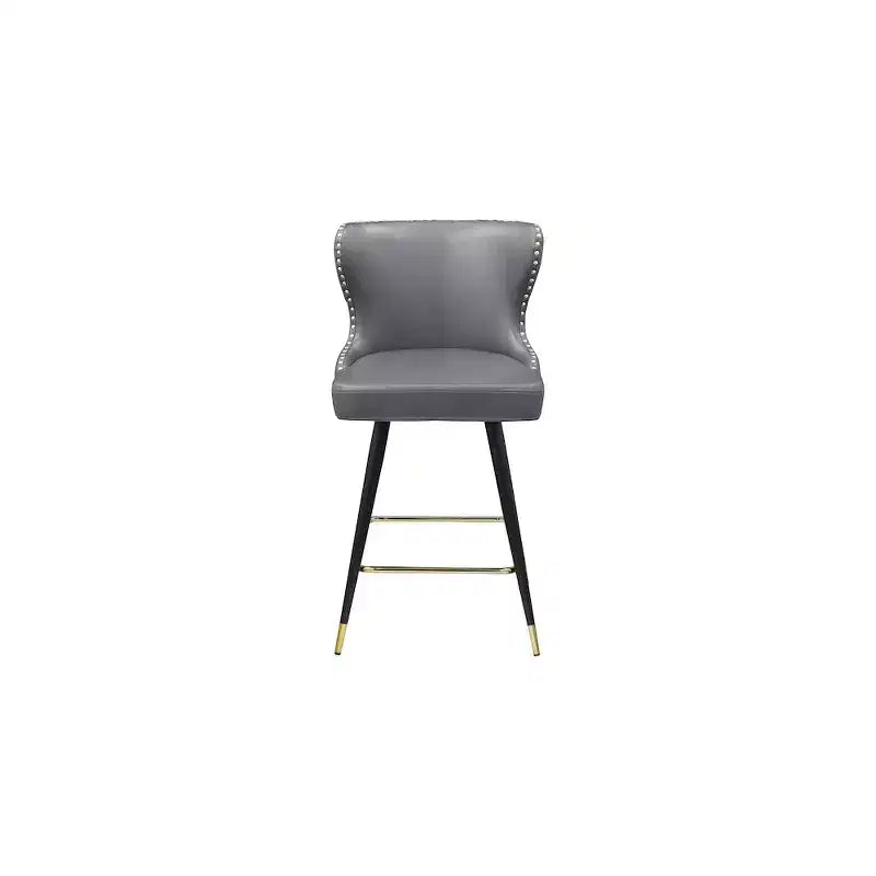 Meridian Furniture,Hendrix Grey Vegan Leather Counter/Bar Stool, Set of 2