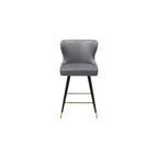 Meridian Furniture,Hendrix Grey Vegan Leather Counter/Bar Stool, Set of 2