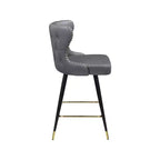 Meridian Furniture,Hendrix Grey Vegan Leather Counter/Bar Stool, Set of 2