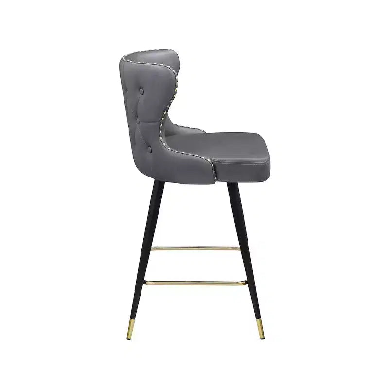 Meridian Furniture,Hendrix Grey Vegan Leather Counter/Bar Stool, Set of 2