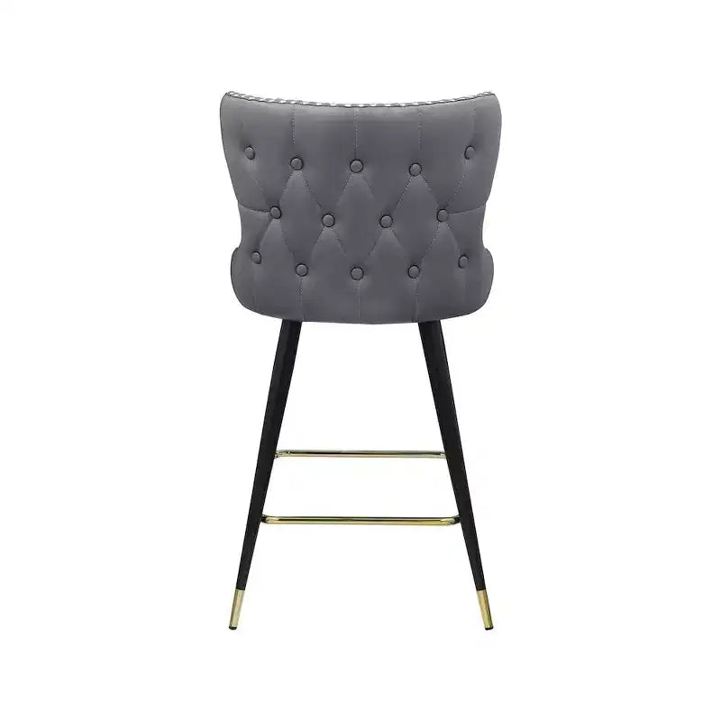 Meridian Furniture,Hendrix Grey Vegan Leather Counter/Bar Stool, Set of 2