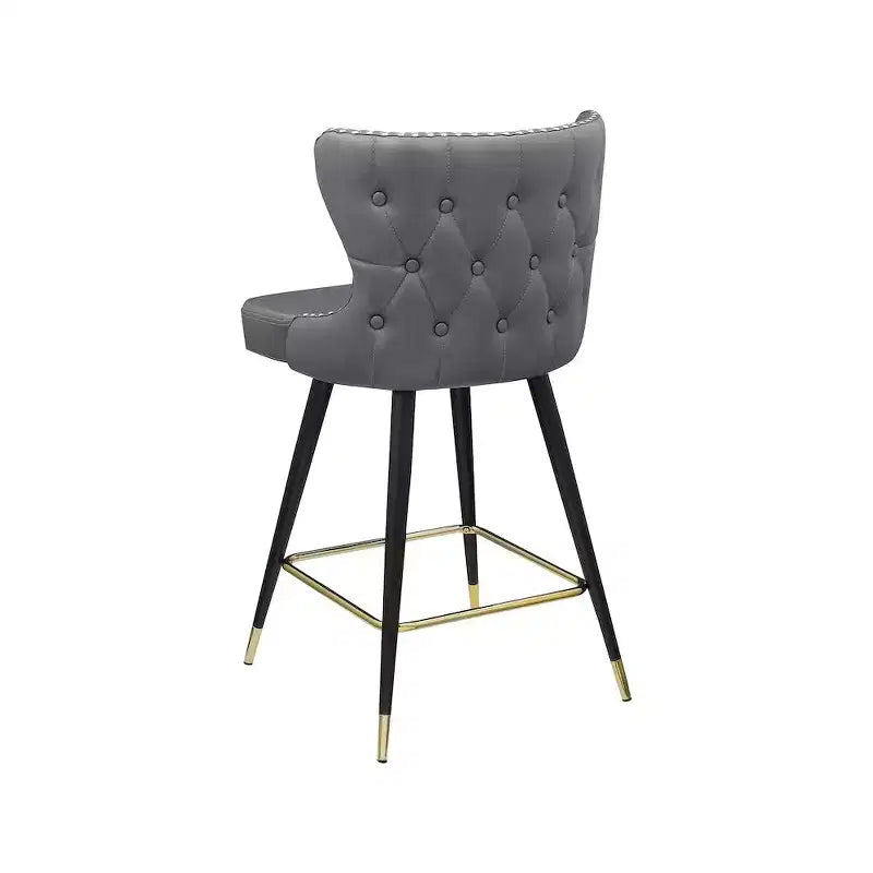 Meridian Furniture,Hendrix Grey Vegan Leather Counter/Bar Stool, Set of 2