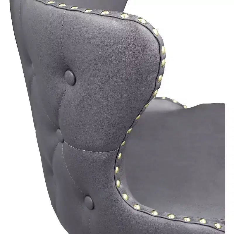 Meridian Furniture,Hendrix Grey Vegan Leather Counter/Bar Stool, Set of 2