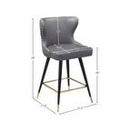 Meridian Furniture,Hendrix Grey Vegan Leather Counter/Bar Stool, Set of 2