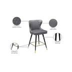 Meridian Furniture,Hendrix Grey Vegan Leather Counter/Bar Stool, Set of 2