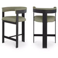 Meridian Furniture,Romeo Olive Green Vegan Leather Counter Stool, Set of 2