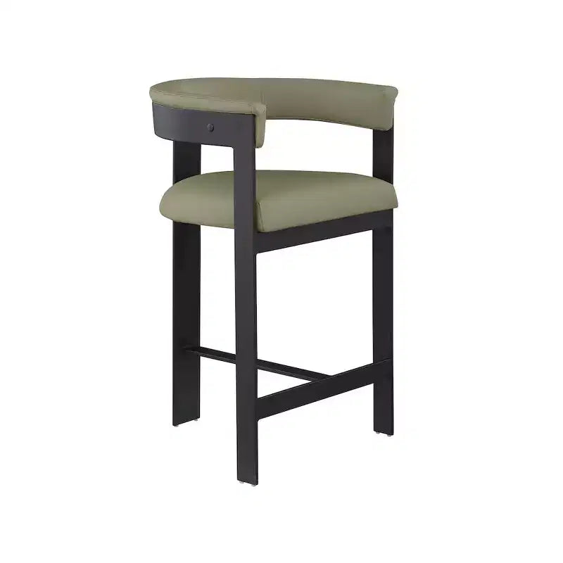 Meridian Furniture,Romeo Olive Green Vegan Leather Counter Stool, Set of 2
