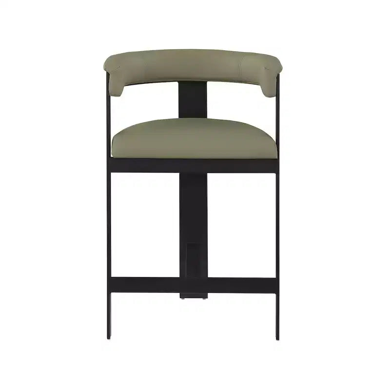 Meridian Furniture,Romeo Olive Green Vegan Leather Counter Stool, Set of 2