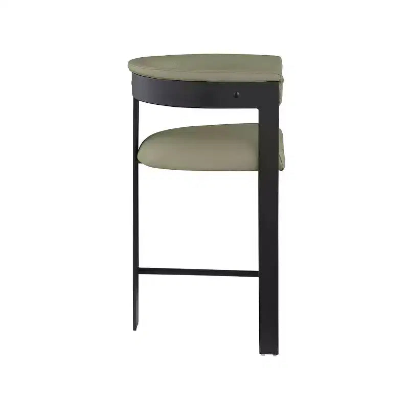 Meridian Furniture,Romeo Olive Green Vegan Leather Counter Stool, Set of 2