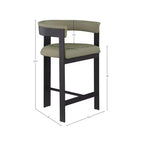 Meridian Furniture,Romeo Olive Green Vegan Leather Counter Stool, Set of 2