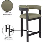 Meridian Furniture,Romeo Olive Green Vegan Leather Counter Stool, Set of 2