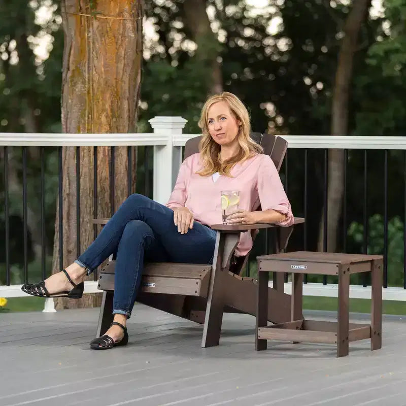 Lifetime Adirondack Chair and Table Combo, Rustic Brown (60293)